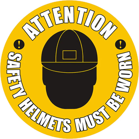 Attention Safety Helmets Must Be Worn - Floor Sign