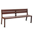 Silaos recycled-plastic bench in an all-brown finish, no armrests, front angled view