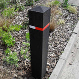 Recycled rubber bollard height Black with reflective band Pyramid head Sub-surface fix Sustainable Environmentally friendly Durable Traffic Safety Parking lot Urban Landscape Outdoor