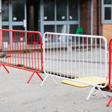 2.3-metre-red-metal-pedestrian-barrier-fixed-leg-temporary-crowd-control-galvanised-steel-fence-interlocking-portable-heavy-duty-event-safety-construction-public-spaces-festival-durable-queue-perimeter-security-outdoor-indoor-weather-resistant