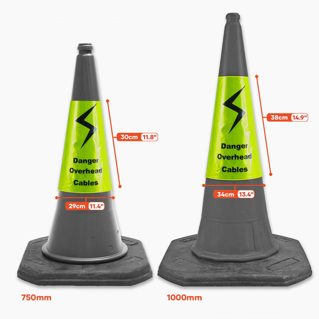 Replacement Danger Overhead Cables Cone Sleeve - 750mm & 1000mm