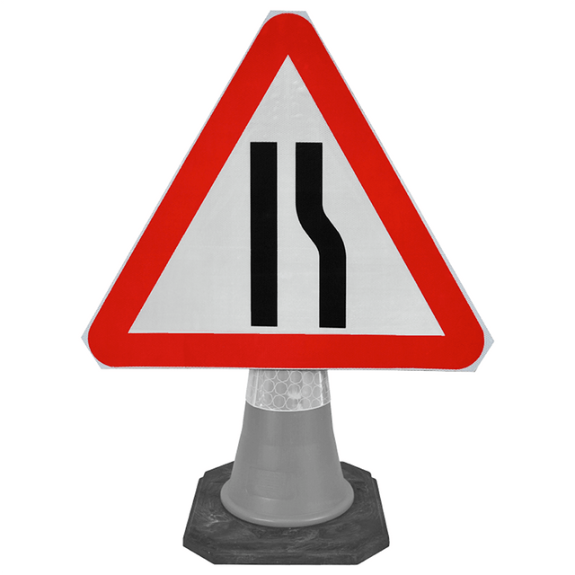 traffic-cone-road-mounted-signs-signage-warning-symbols-caution-directional-constuction-hazard-roadway-motorway-custom-roadwork-heavy-duty-reflective-caution-site-pedestrian-safety-plastic-portable-stackable-highway-uk