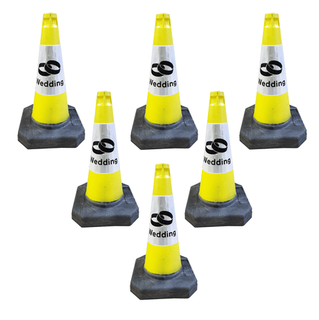 Yellow 500mm Wedding Cone Street Solutions 1
