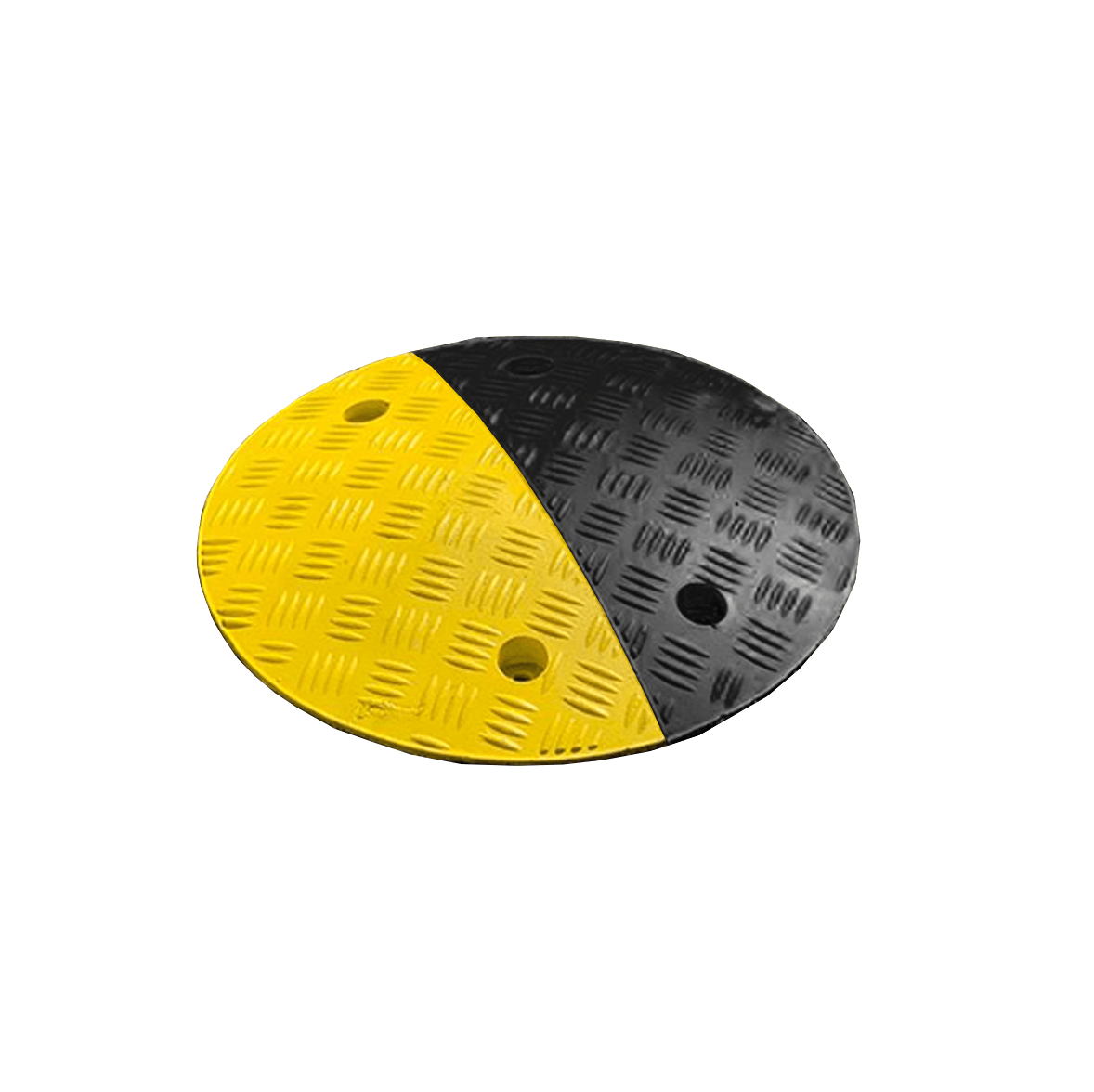Speed bumps for sale. Circle Speed Bump 75mm half Yellow and half Black.