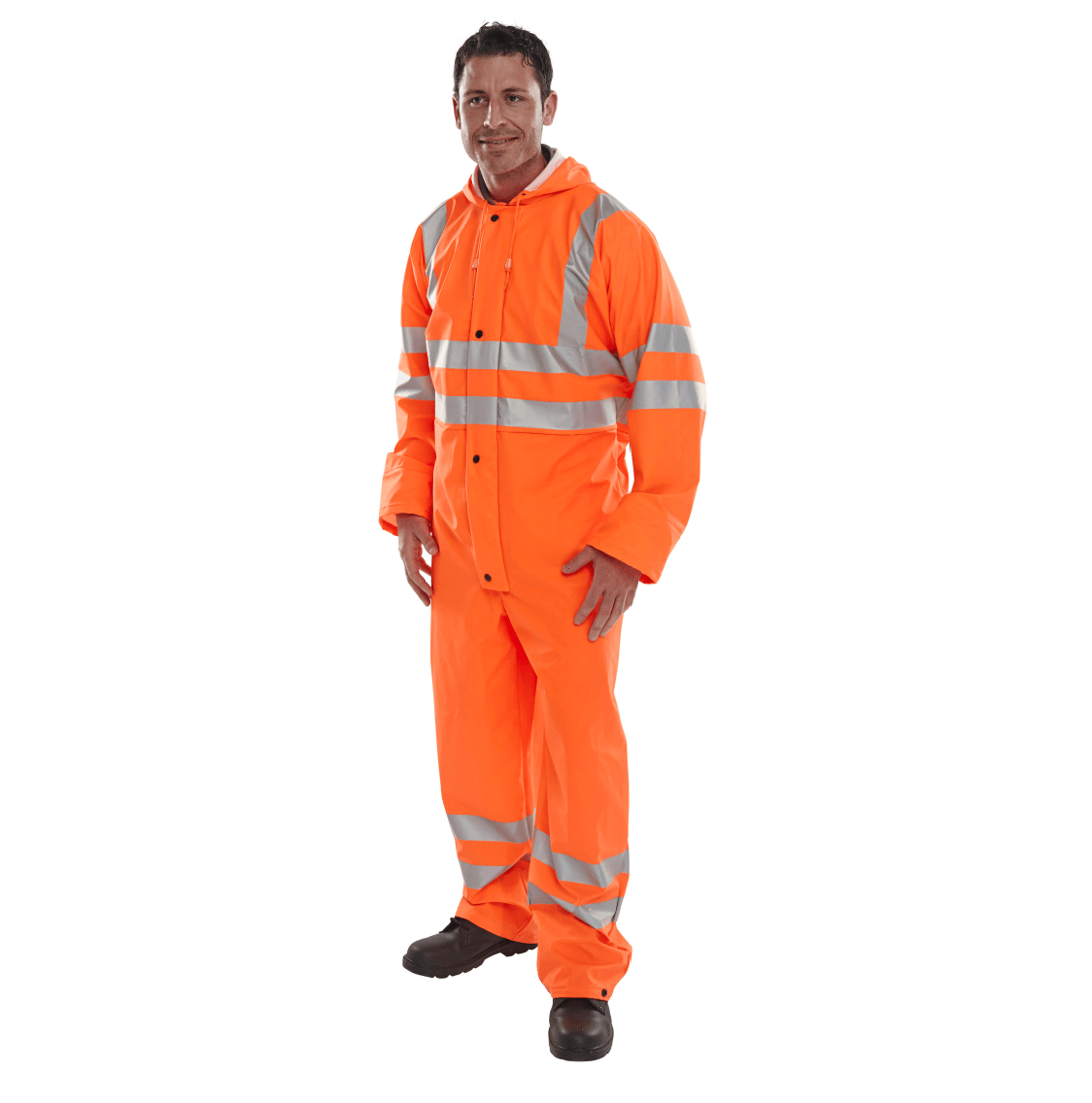 Beeseen Breathable Hi-Vis Rail Spec Orange Overalls