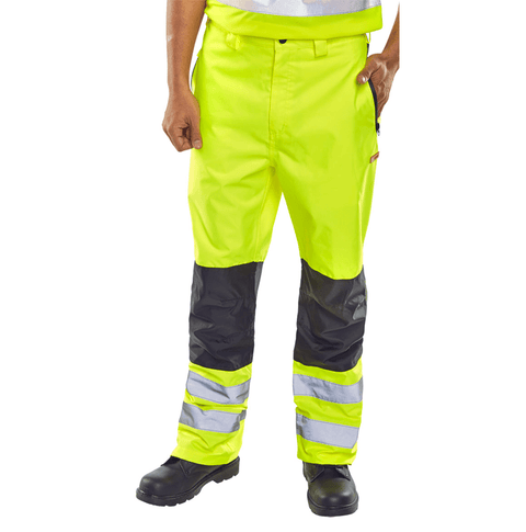 Beeseen Hi-Vis Two-Tone Workers Trousers - Yellow & Black