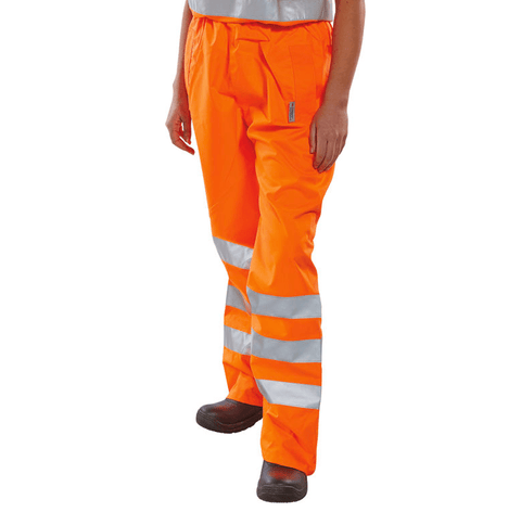 Hi-Vis Rail Workers Breathable Over Trousers - Orange
