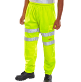 Hi-Vis Workers Jogging Bottom Trousers - Yellow