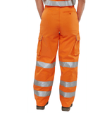 Ladies Hi-Vis Rail Worker Cargo Trousers - Orange