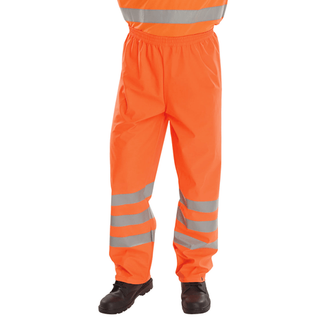 Hi-Vis Weatherproof Rail Workers Over Trousers - Orange
