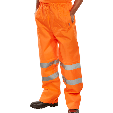 Hi-Vis Essential Weatherproof Over Trousers - Orange