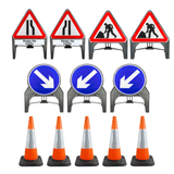 Single File Road Works Traffic signs Road safety Warning Regulatory Directional Meanings Custom Speed limit School zone Construction