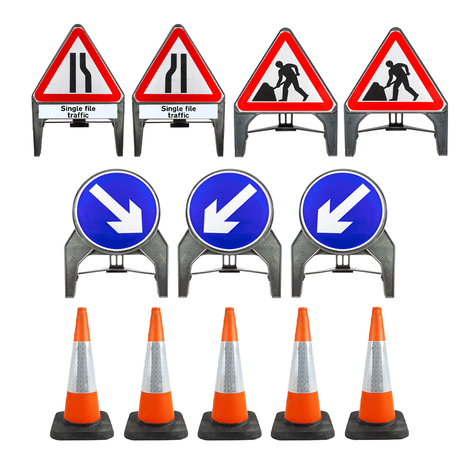 Single File Road Works Traffic signs Road safety Warning Regulatory Directional Meanings Custom Speed limit School zone Construction