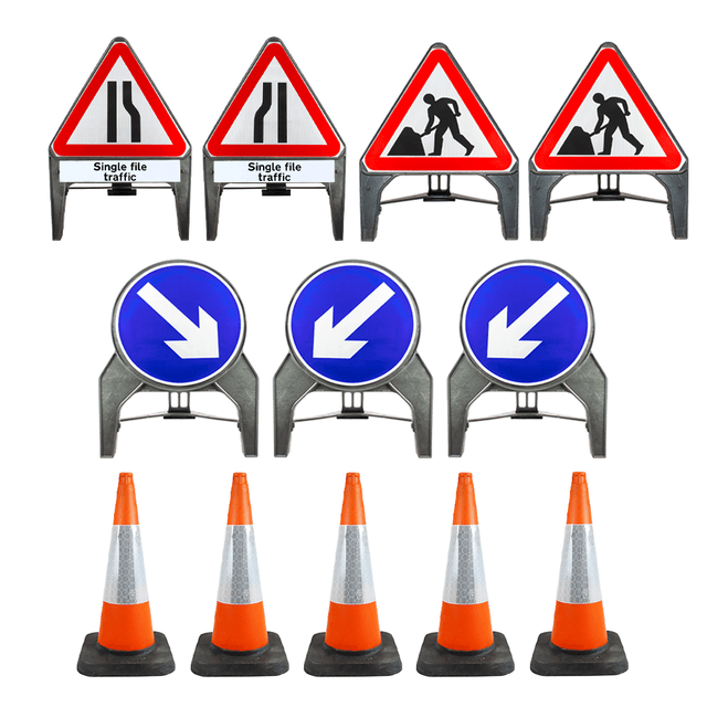 Single File Road Works Traffic signs Road safety Warning Regulatory Directional Meanings Custom Speed limit School zone Construction