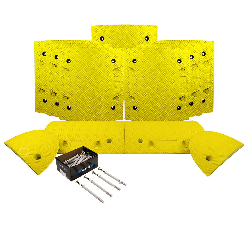 All Yellow Speed Bump Complete Kit 50mm - 10mph or 75mm - 5mph