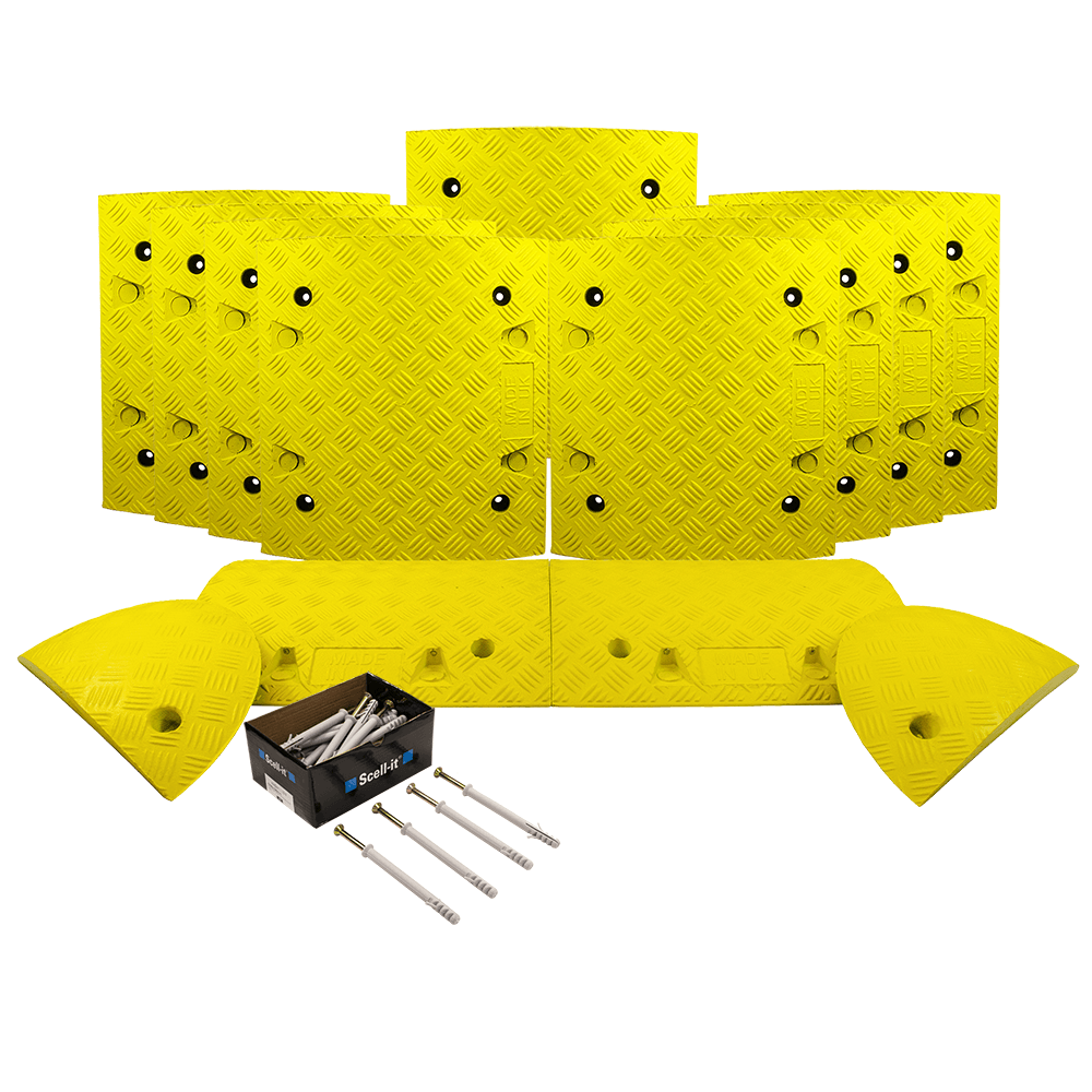 All Yellow Speed Bump Complete Kit 50mm - 10mph or 75mm - 5mph