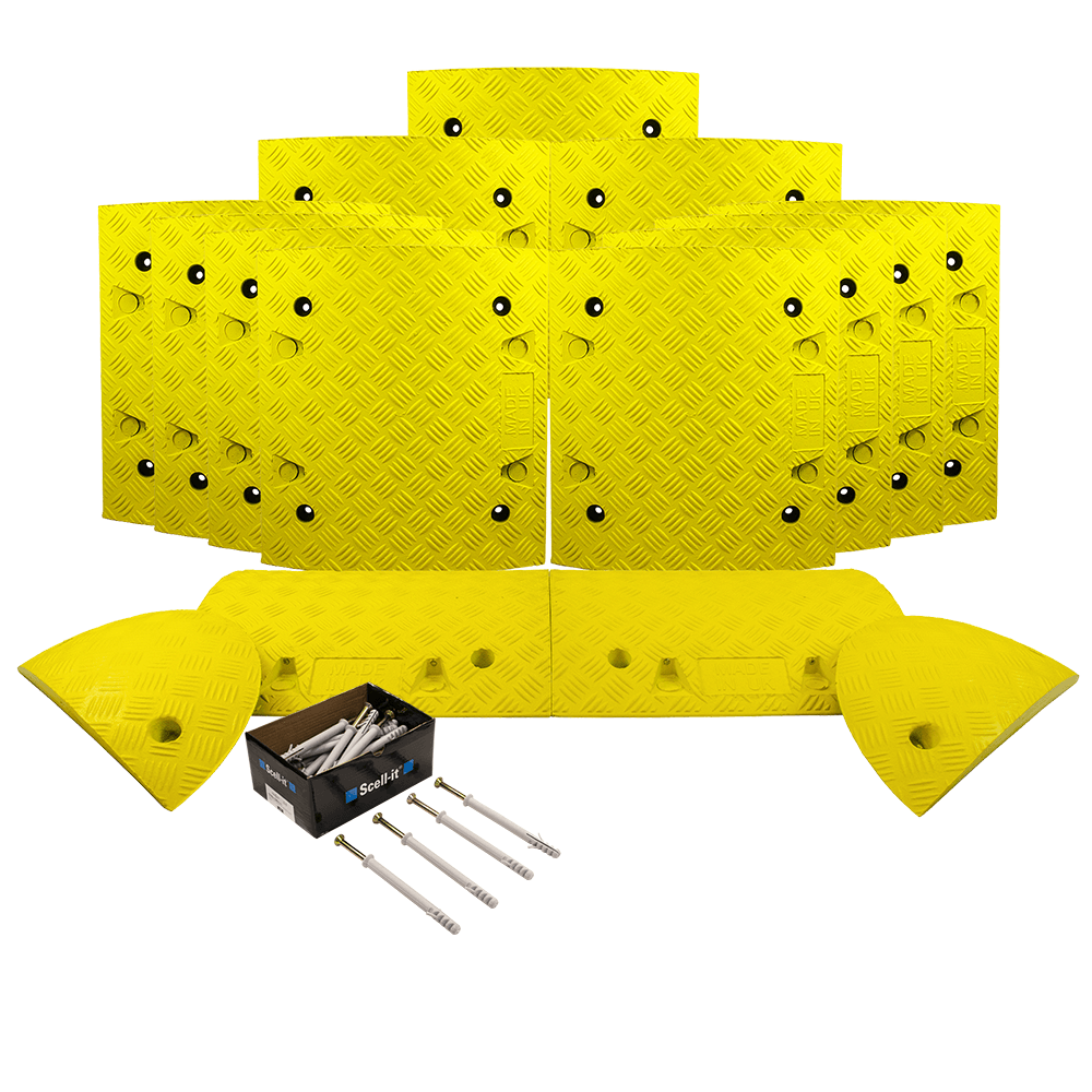 All Yellow Speed Bump Complete Kit 50mm - 10mph or 75mm - 5mph