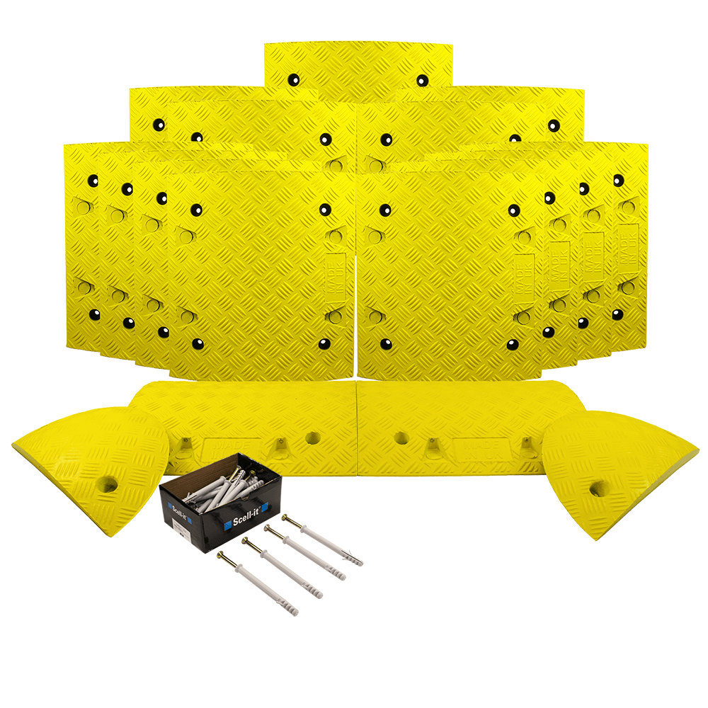All Yellow Speed Bump Complete Kit 50mm - 10mph or 75mm - 5mph