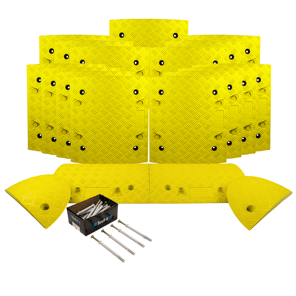 All Yellow Speed Bump Complete Kit 50mm - 10mph or 75mm - 5mph