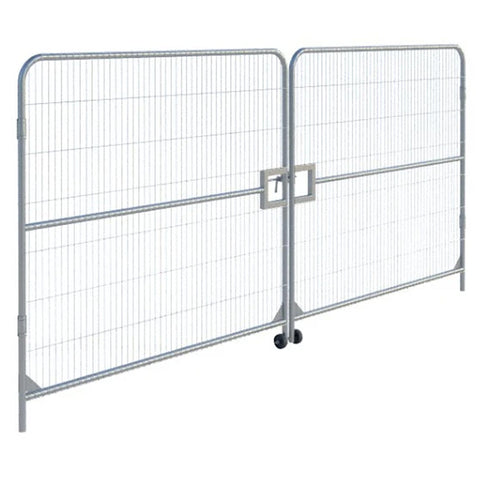 Temporary-fencing-pedestrian-gate-fence-access-portable-gate-construction-site-crowd-control-event-barrier-site-entrance-safety-walk-through-security-outdoor-barrier-heavy-duty-galvanized-steel-frame-lockable-rental-industrial-public-chain-link