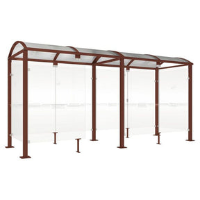 Voute Classic smoking and vaping shelter - steel frame with glass panels and polycarbonate roof, no front panel