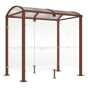Voute Classic smoking shelter in Brown (Corten-effect Rust) - product render, open front, no panel