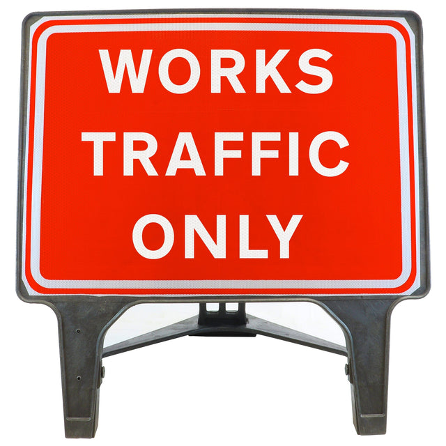 WORKSTRAFFICONLY1050x750MMMELBASWINTEXQSIGNROADSAFETYTRAFFICREDWHITESTREETSIGNAGE