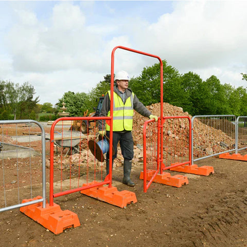 Construction Spring Gate Red Crowd Control Walkthrough Barrier with Spring Loaded Gate | SSUK