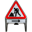 Men At Work with Arrow Right Supplementary Plate 750mm Q-Sign 7001