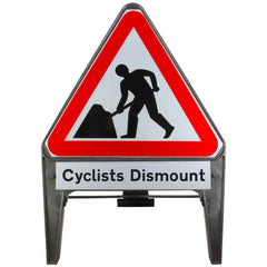 Men At Work with Cyclists Dismount Supplementary Plate 750mm Q-Sign 7001