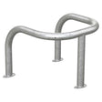 Galvanised steel pole and column protector in plain galvanised finish - looped guard rail on three legs