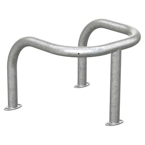 Galvanised steel pole and column protector in plain galvanised finish - looped guard rail on three legs
