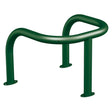 Galvanised steel pole and column protector in green - looped guard rail on three base-plate-fixed legs