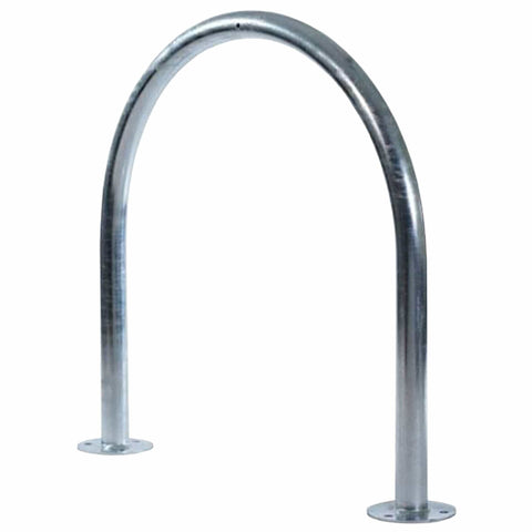 Kirby hoop cycle stand securing two bikes, durable and weatherproof.