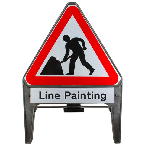 Men At Work with Line Painting Supplementary Plate 750mm Q-Sign 7001
