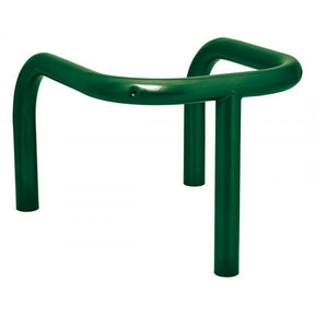 Galvanised steel pole and column protector in green - looped guard rail on three base-plate-fixed legs