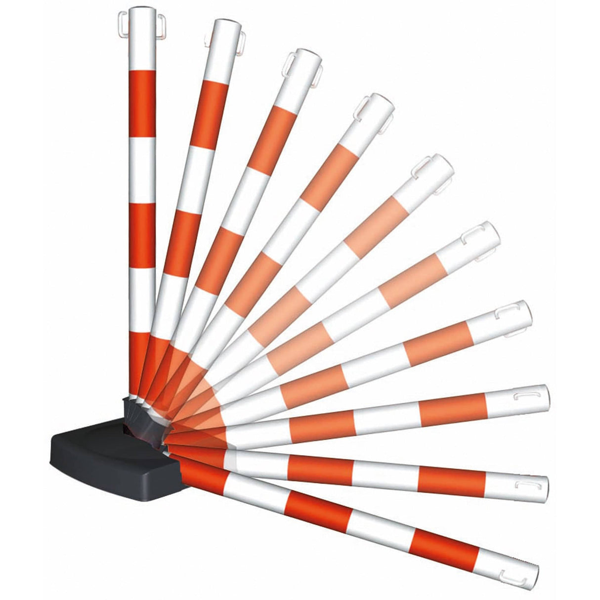Plastic post and chain kit Self-standing barrier system Red and white colour scheme Crowd control solution Plastic chain barriers Outdoor safety barrier Traffic control solution Durable construction Portable design