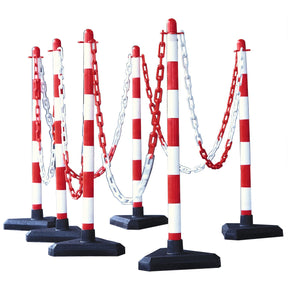 Plastic post and chain barrier kit 6 post set outdoor safety barriers crowd control kit plastic fencing temporary link fence barricade outdoor crowd control traffic control safety chain link fence durable