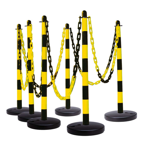 Braicade Chain Plastic Post & Chain Barrier Kit - 6 Post Set