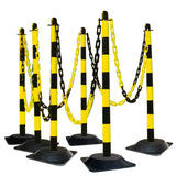 Plastic post and chain barrier kit 6 post set outdoor safety barriers crowd control kit plastic fencing temporary link fence barricade outdoor crowd control traffic control safety chain link fence durable