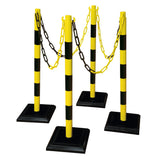 Plastic Post & Chain Barrier Kit Crowd control Safety Outdoor Traffic Chain link Plastic Removable Portable Construction site Warehouse Yellow Black Red White