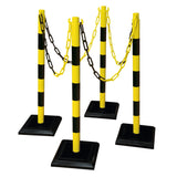 Plastic Post & Chain Barrier Kit Crowd control Safety Outdoor Traffic Chain link Plastic Removable Portable Construction site Warehouse Yellow Black Red White