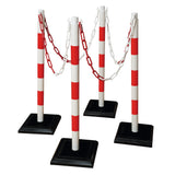 Plastic Post & Chain Barrier Kit Crowd control Safety Outdoor Traffic Chain link Plastic Removable Portable Construction site Warehouse Yellow Black Red White