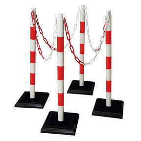 Plastic Post & Chain Barrier Kit Crowd control Safety Outdoor Traffic Chain link Plastic Removable Portable Construction site Warehouse Yellow Black Red White