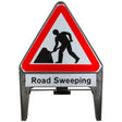 Men At Work with Road Sweeping Supplementary Plate 750mm Q-Sign