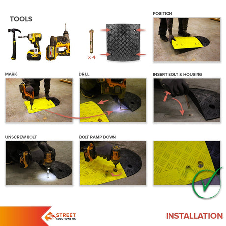 Black speed bump speed ramp 50mm 10mph 75mm 5mph