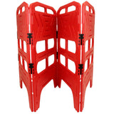 Utility Barrier Kit in red. Four barriers connected together in a folded line.