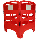 Utility Barrier Kit in red. Four barriers connected together up in a closed square.