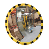 view-minder-industrial-duty-observational-mirror-heavy-duty-safety-warehouse-hazardous-workplace-factories-forklift-black-yellow-caution-security-shock-resistant-indoor-outdoor-weather-resistant-facilities-manufacturing