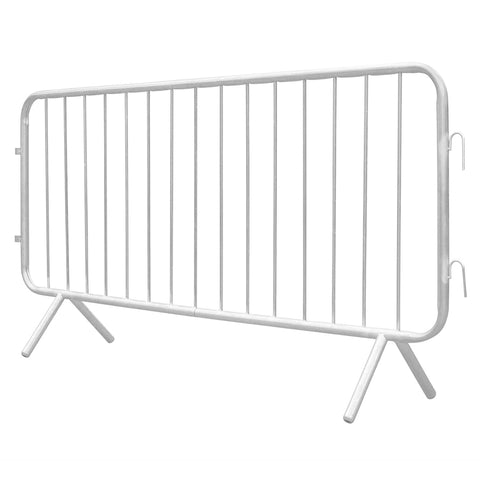 White pedestrian barrier, metal crowd control, 2.3m safety steel portable event crowd security outdoor gate public safety system perimeter barrier construction events traffic